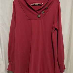 Soft Surroundings Jersey Sweatshirt Medium Shawl Collar Oversized Pink Pockets